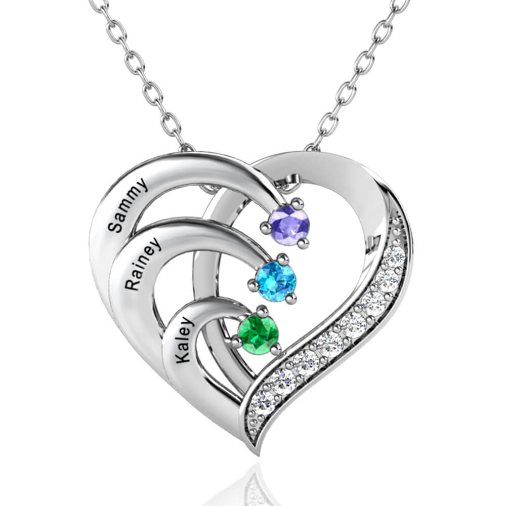 Buy .925 Sterling Silver Birthstone Heart Pendant Necklace, 18